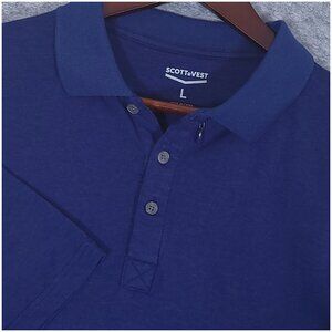 SCOTTeVEST Men's Navy Blue Bamboo TEC Polo Travel Shirt 2 Hidden Pockets Large